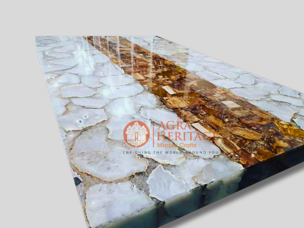 Salt Agate & Petrified Wood Handmade Table